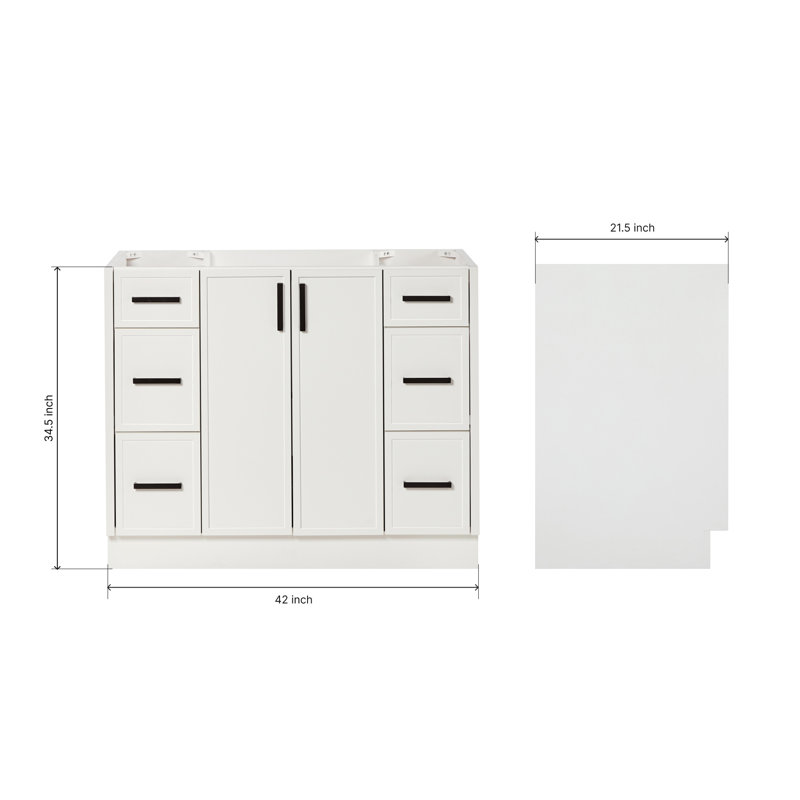 Base de meuble-lavabo simple 42 po Ariel Kelley, Blanc