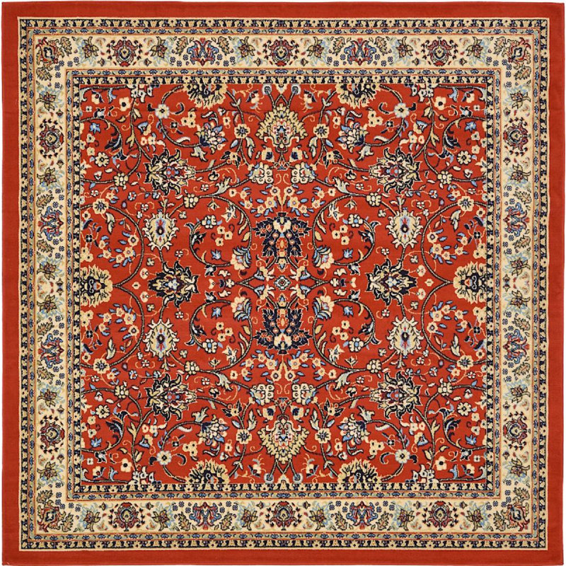 Tapis orange Zayandeh, Carré 8 pi