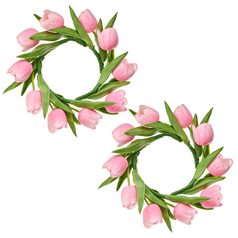 Anneau de bougie 11 "Pu Tulip, Rosé