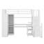 Lit mezzanine simple en métal avec bureau, ports USB, tablette et escalier