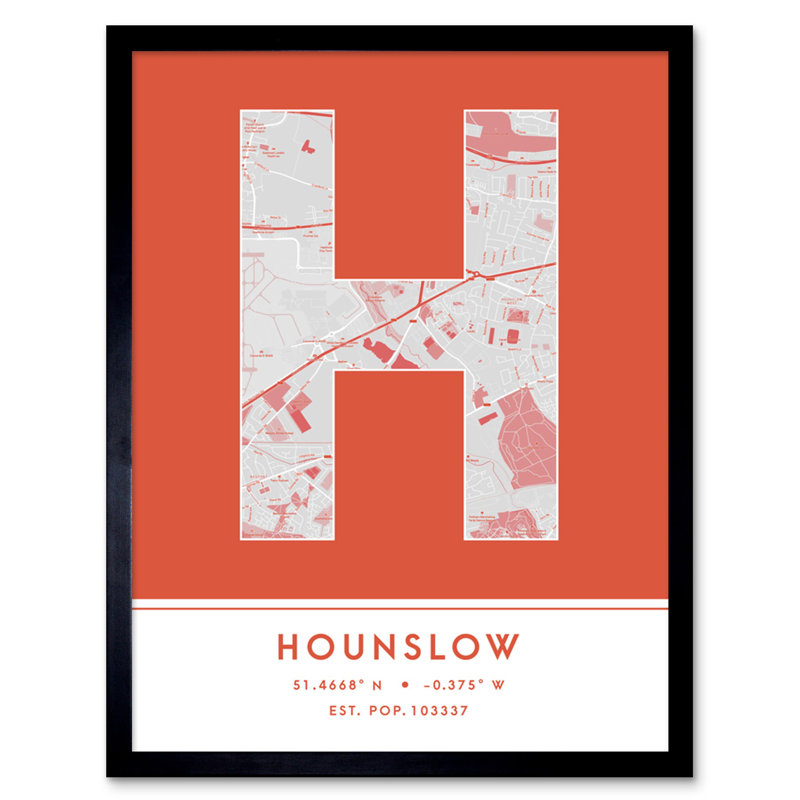 Hounslow England United Kingdom City Map - Single Picture Frame Typography