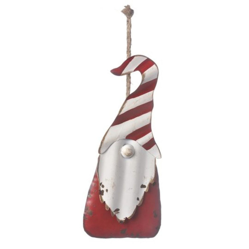 Gnome de père Noël suspendu en métal