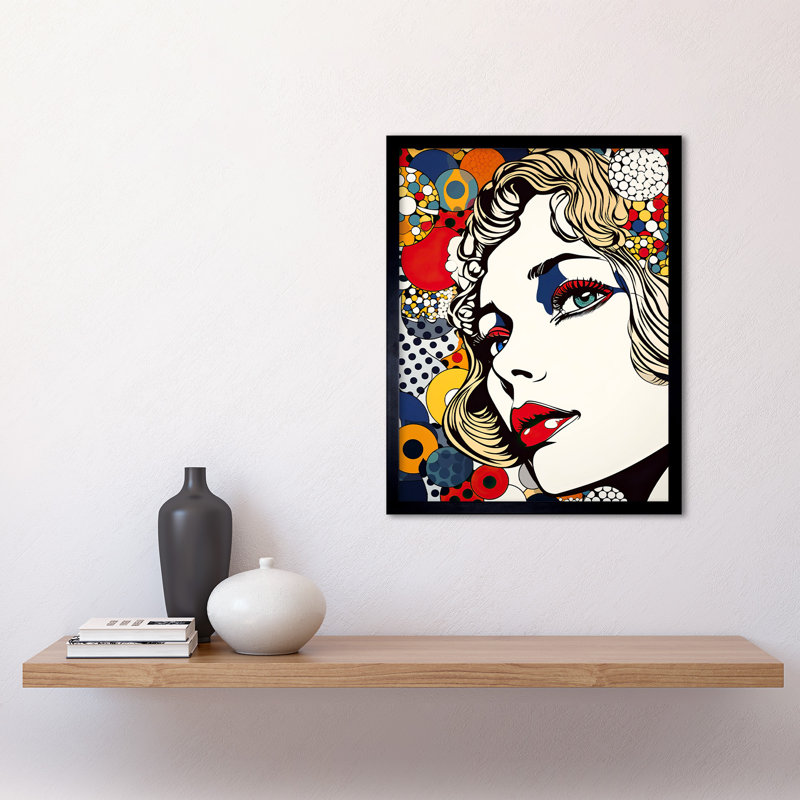 Ambrosino Bright Woman Face With Geometric Patterns Bubbles Pop - Single Picture Frame Print