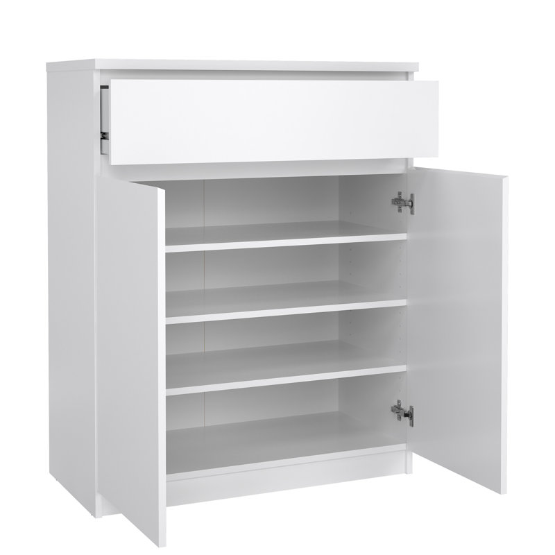 Buffet 1 tiroir 2 portes Jada, Blanc ultrabrillant