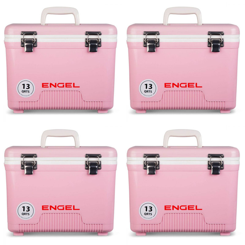 Engel 13 Quart Lightweight Dry Box Cooler with Shoulder Strap, Pink