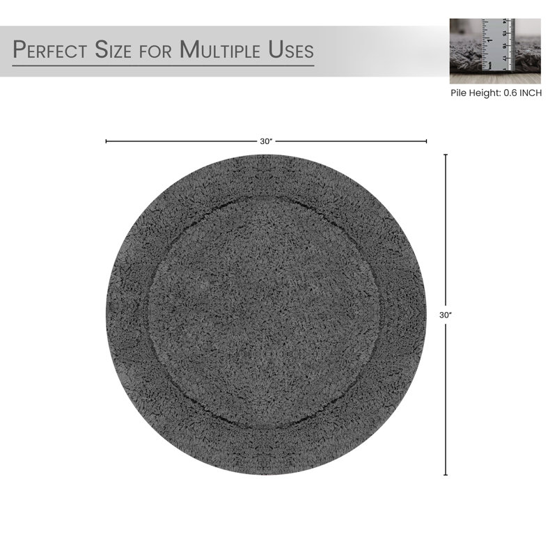 Tapis de salle de bain, Gris, Rond 30 po