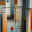 Beige turquoise rétro Revival Geometric - Rideau occultant géométrique abstrait - 1 panneaux-107536100