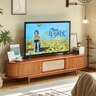 Meuble télé rétro avec poignées en laiton