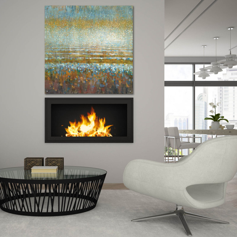  «Rains Over The Lake» par Danhui Nai, art mural en verre acrylique, 36 po x 36 po