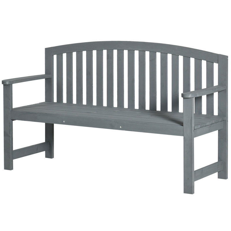 2 bancs d'extérieur en bois de 56 po avec accoudoirs pour patio, porche, piscine, balcon et banc gris, gris