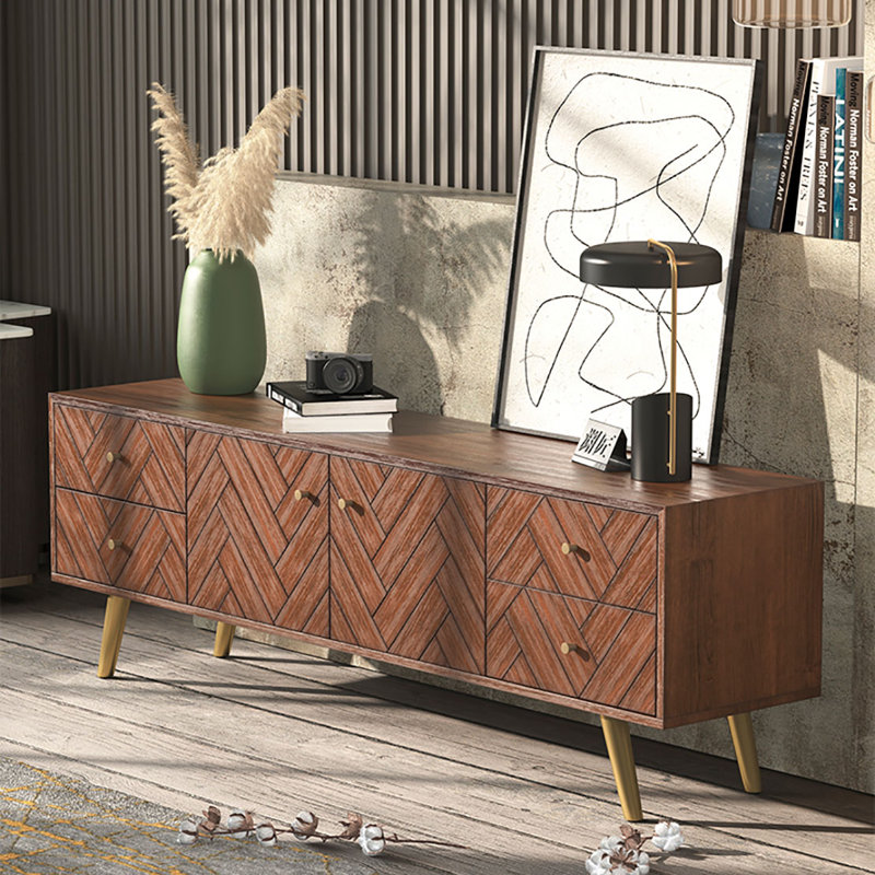 Meuble télé moderne, simple et léger de luxe, H 23,6 po x L 63 po x l 15,7 po