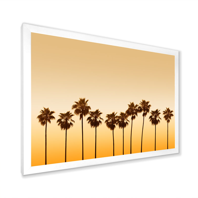 «Golden Sunrise Palm Trees I», reproduction sur toile, Cadre photo blanc, H 24 po x l 32 po x P 1 po