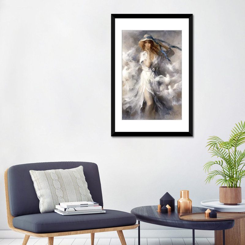 « pigeons », reproduction sur toile, Papier d'art encadré noir, Blanc, H 32 po x l 24 po x P 1 po