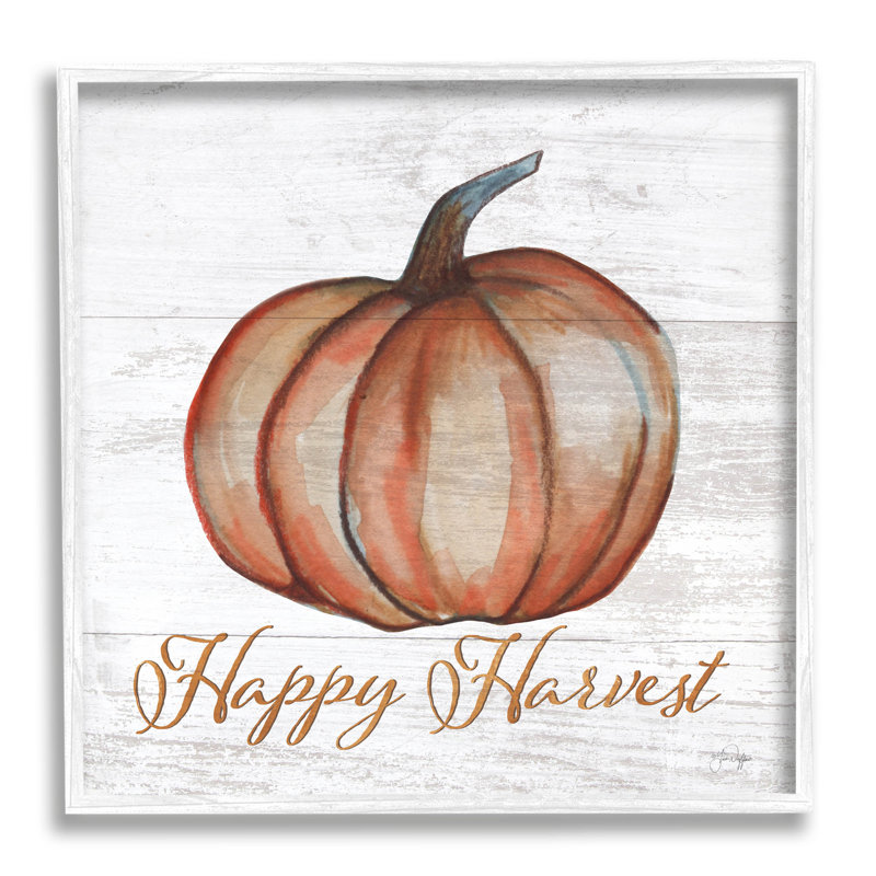 «Happy Harvest Pumpkin Country» à -311, H 12 po x l 12 po x P 1,5 po, Giclée encadrée blanc bord de mer