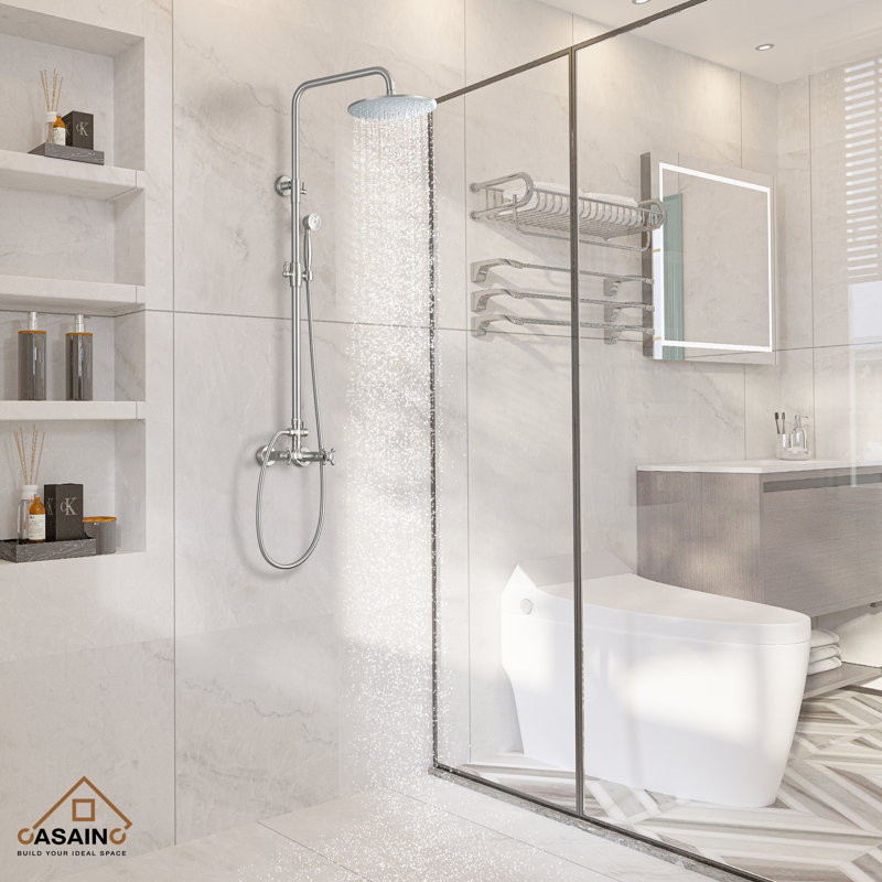 Brushed Nickel Adjustable Rainfall and Handheld Shower System