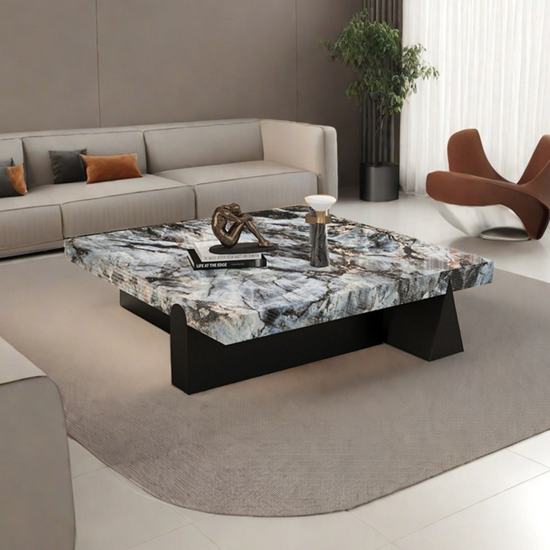 Table basse carrée claire, Multi-couleur, H 13,8 po x L 47,2 po x l 47,2 po
