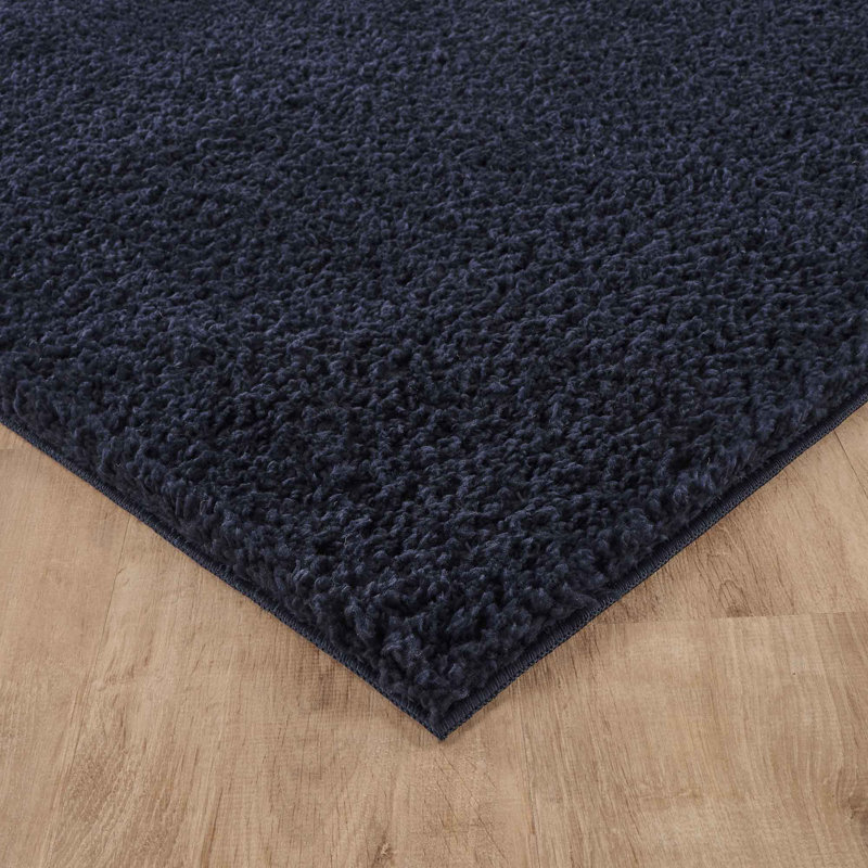 Ainsley Plain Living Room Shaggy Area Rug Modern Soft Pile Polyester Rug, Navy, Rectangle 120 x 170 cm