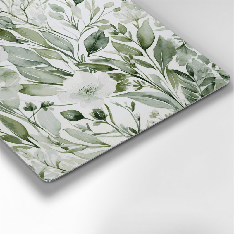 Aquarelle, art floral vert 95, H 12 po x l 12 po