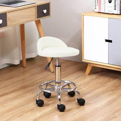 Backed Adjustable Height Ergonomic Lab Stool with Footring Wheels
