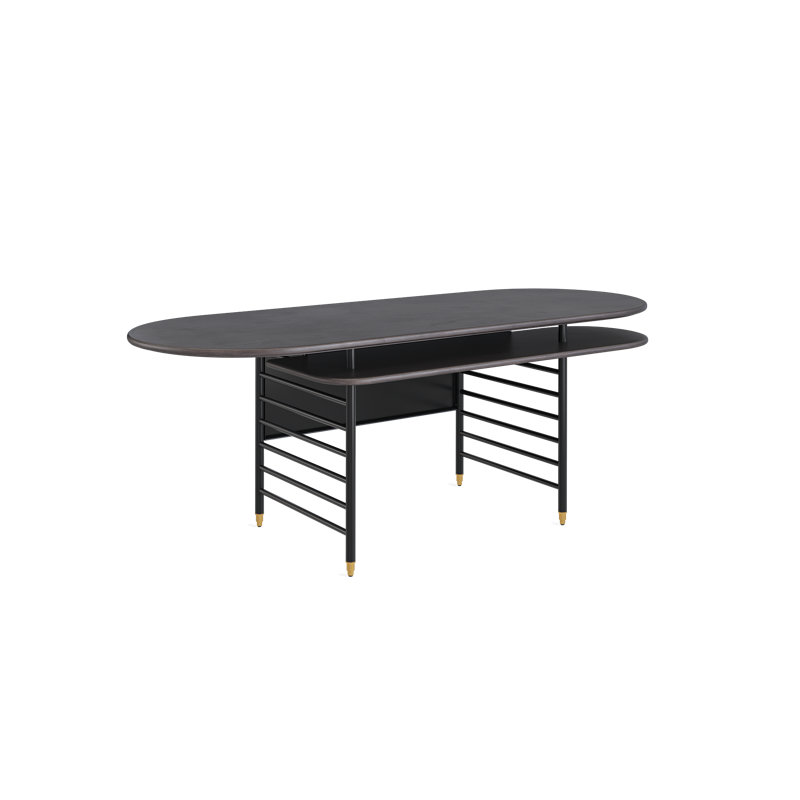 Frank Lloyd Wright Racine Desk, 30" H x 84" W x 35" D, Black