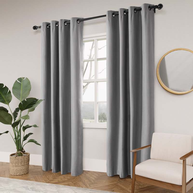 Paire de rideaux occultant 100% croisé Huseman, Gris foncé, L 52 po x L 96 po