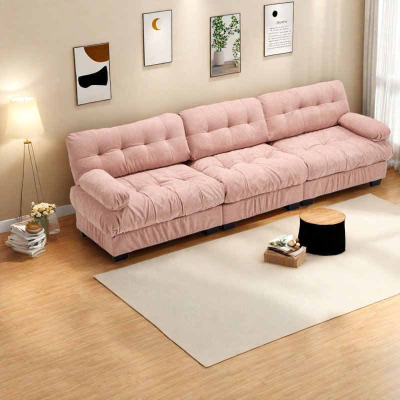 Canapés profonds en bois, canapé rose moderne de 123 pouces pour la maison