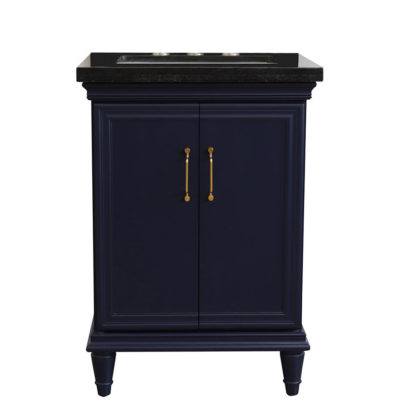 Ensemble de meuble-lavabo simple 25 po Ilfracombe, Bleu, Granite noir Galaxy