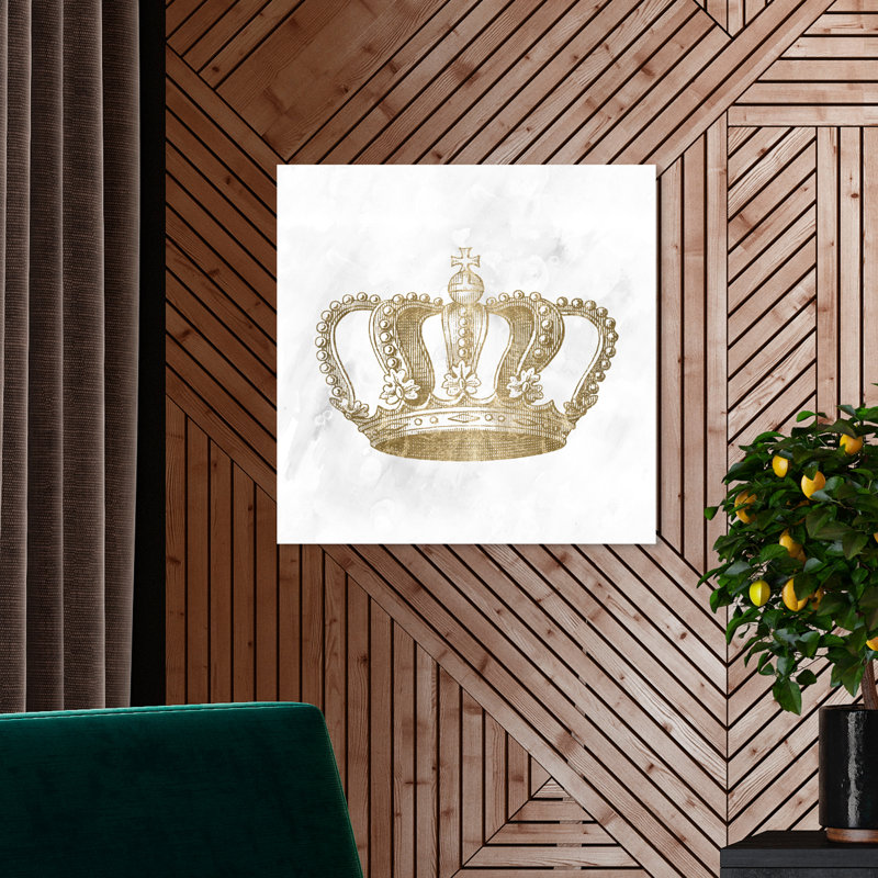 Couronne dorée - reproduction d'impression sur toile tendue, H 40 po x l 40 po, Toile tendue