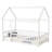 Twin House Floor Bed With Roof Frame & Heighten Safety Rails-852769247