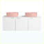 Meuble-lavabo suspendu de 122 cm (48 po) avec lavabo, porte d'armoire à fermeture amortie, design blanc moderne