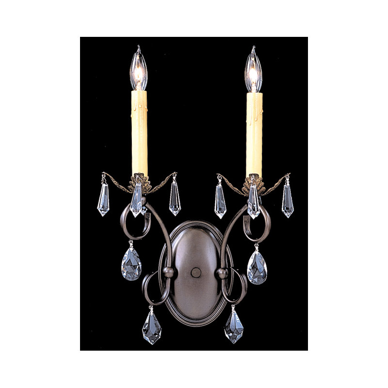 Lampe murale bougie 2 lumières Mallie, Bronze acajou