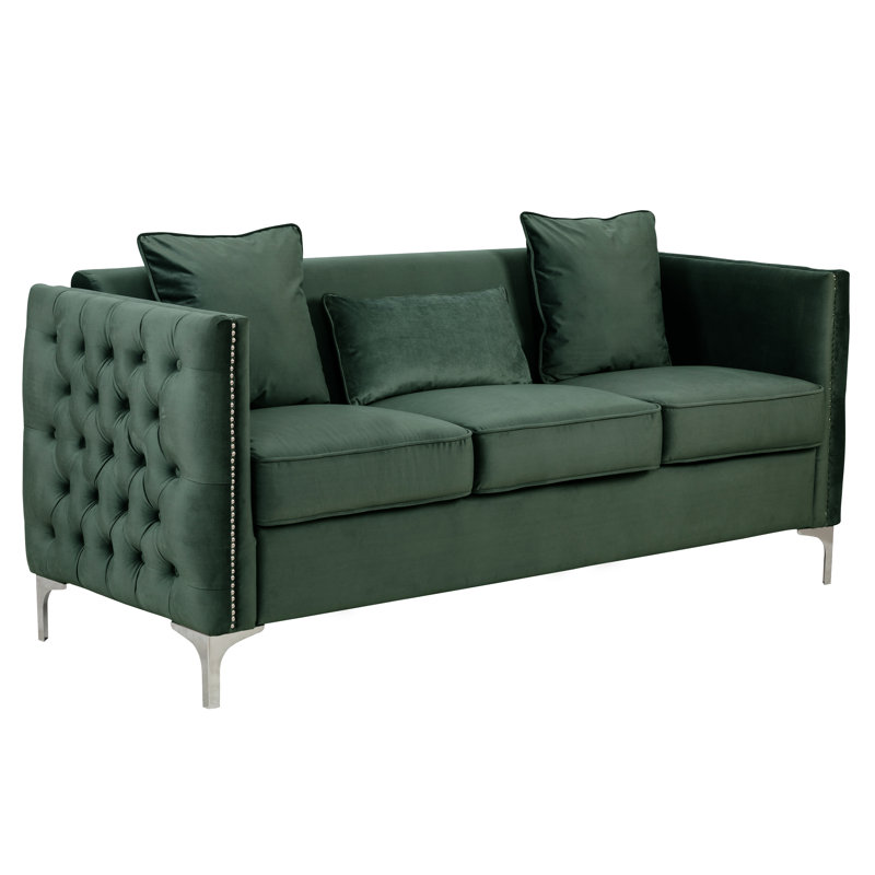 Espanola 73'' Velvet Sofa, Green Velvet