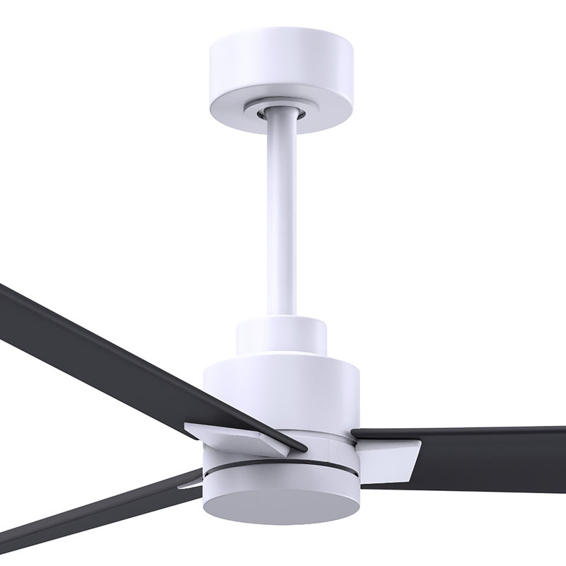 Alessandra Outdoor Downrod Ceiling Fan, Matte Black, Matte White