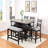 1-Piece Transitional Counter-Height Dining Bench - Dark Gray Finish, Fabric Upholstered Seat-47763656-47763659
