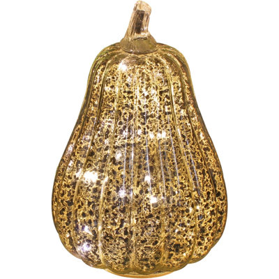 Mercury Glass Pumpkin Light With Timer For Halloween Pumpkin Decorations Fall And Thanksgiving Decor,Silver, 8.7 Inches