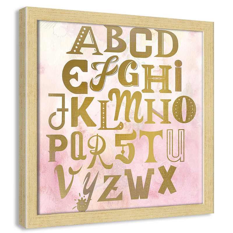 Abc Pink ', impression sur papier, Encadré de boîte champagne clair, H 12 po x l 12 po x P 1,18 po