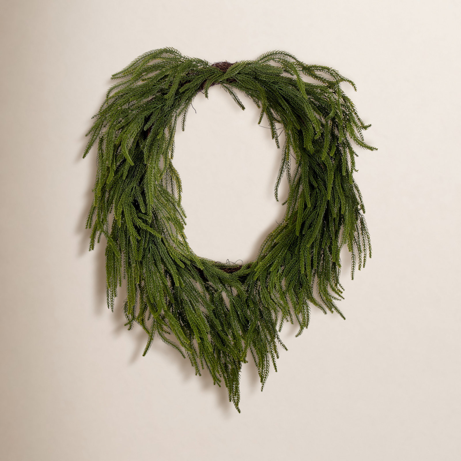  30" Green Norfolk Pine Wreath., 24" x 24"