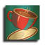 « Tasse de café rouge sur fond bleu », œuvre murale en métal doré de Ron Magnes, 91,4 cm x 91,4 cm-2081037722