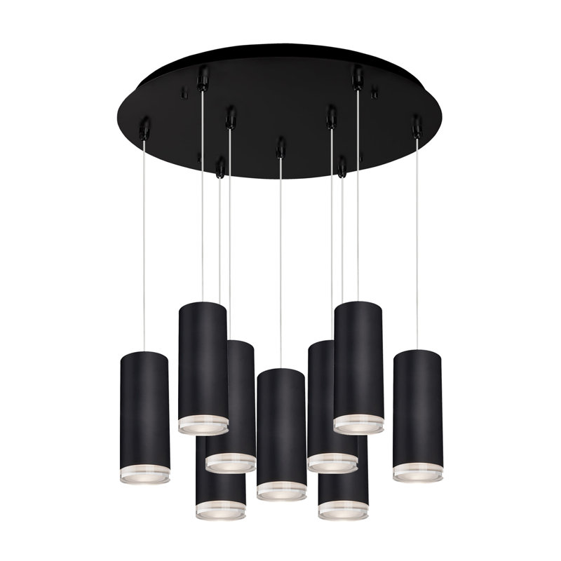 Cameo LED Pendant, Black, 9 Lights, 75 W
