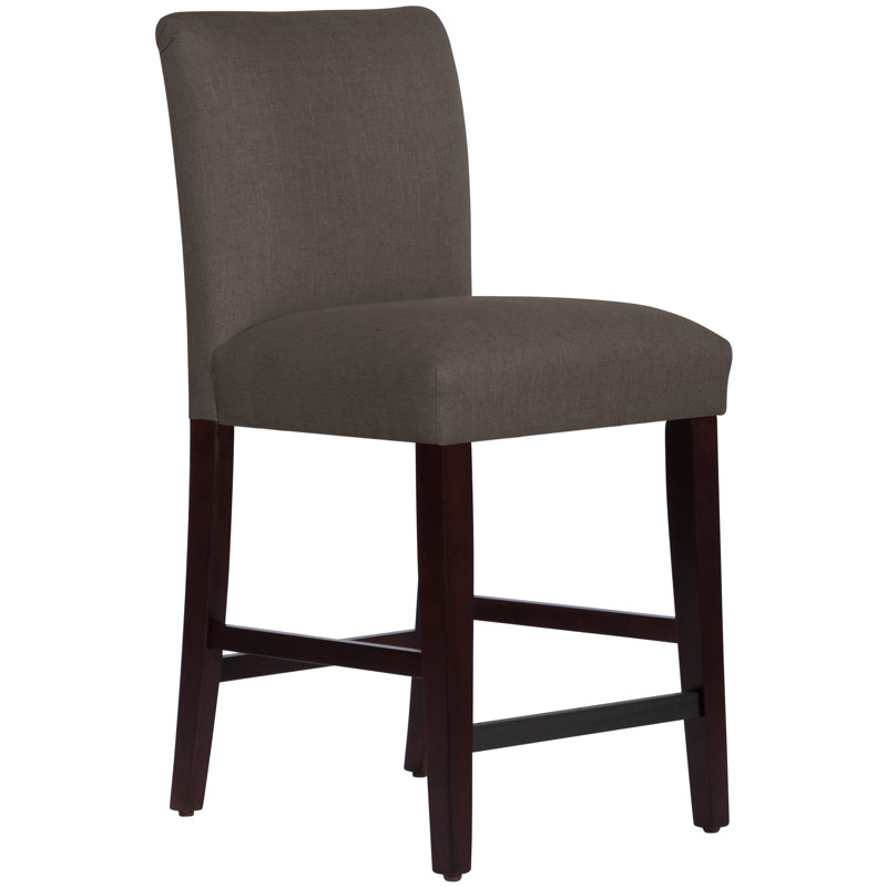 Tabouret de bar et de comptoir Hadrien, Tabouret de comptoir (siège d'une hauteur de 26 p, Lin ardoise classique, Espresso