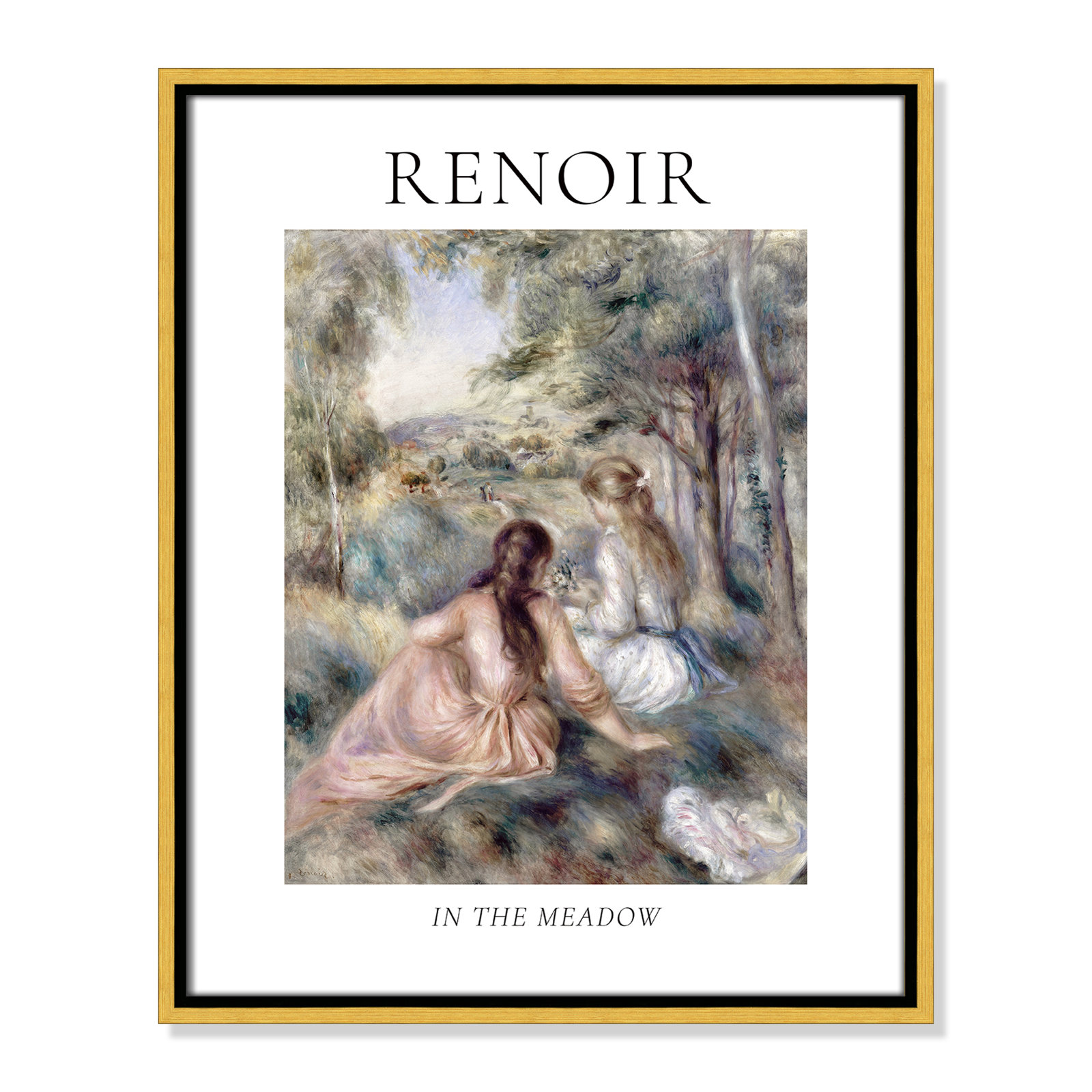 Old Masters Collection " In The Meadow " by Auguste Renoir, No, 21.5" H x 17.5" W x 2" D, Gold Floater Frame