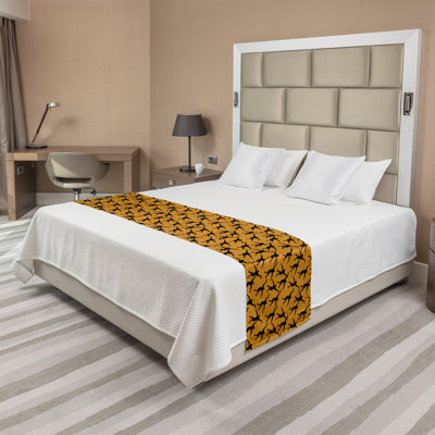 Ambesonne Gorilla Bed Runner Jumping Monkey Silhouettes Orange Grey