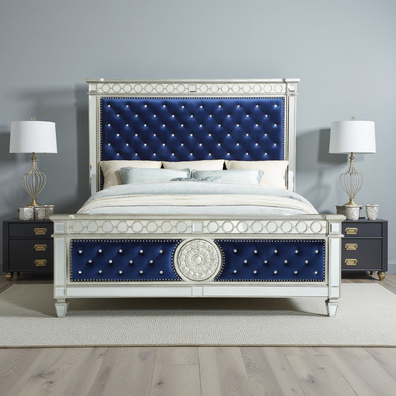 Mcelfresh Upholstered Standard Bed, Queen, Blue