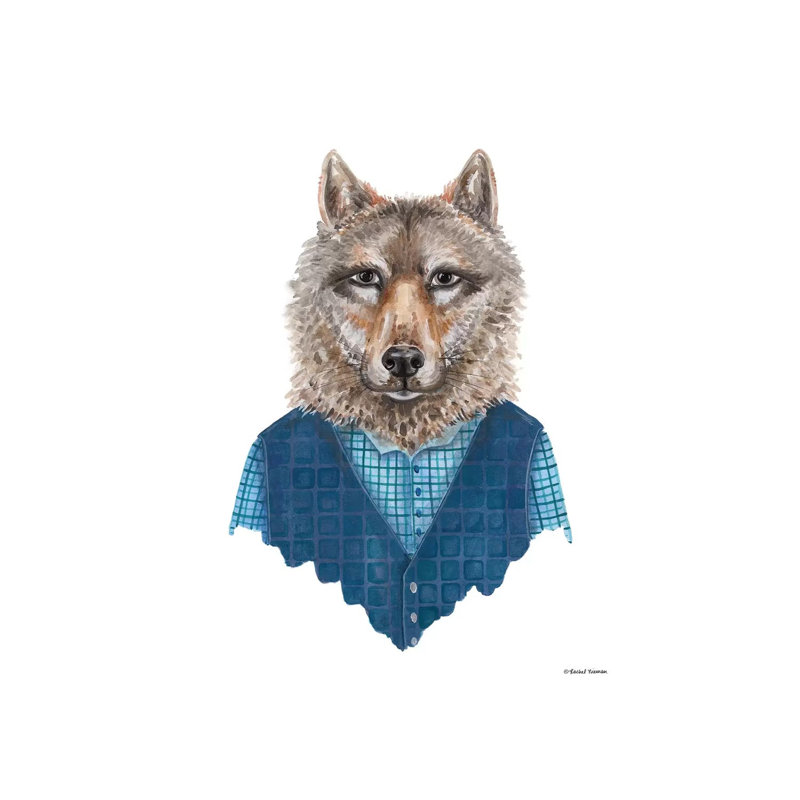 Wolf In Waistcoat by Rachel Nieman - Gallery-Wrapped Canvas Giclée on Canvas, Canvas, 20.32 cm H x 30.48 cm W