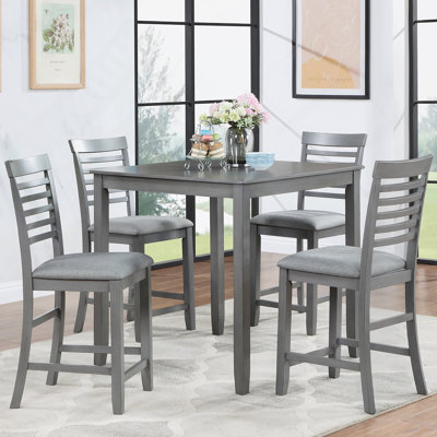 5 Piece Dining Table Set For 4, Counter Height Kitchen Table Set With Square Table