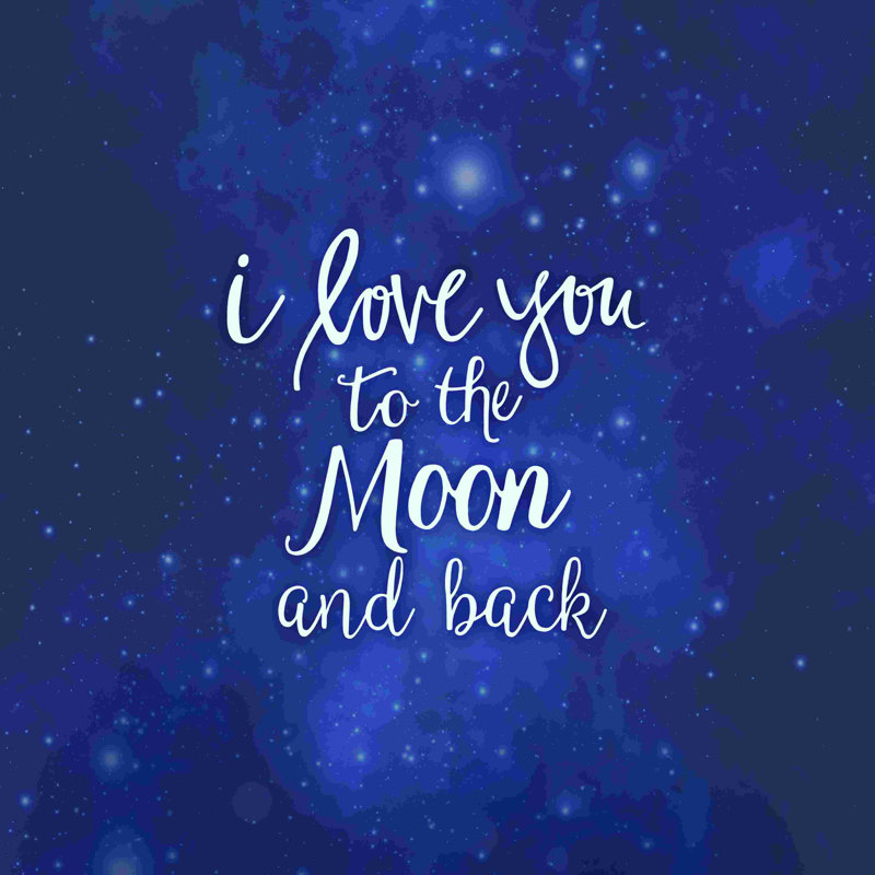 «Love You to the Moon and Back», art textuel sur toile tendue, H 12 po x l 12 po