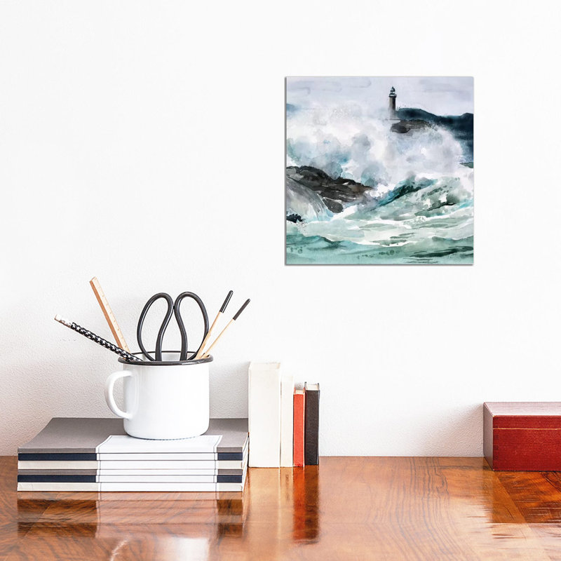 Lighthouse Waves II by Jennifer Paxton Parker - Wrapped Canvas Painting, 30.48cm H x 30.48cm W x 1.905cm D