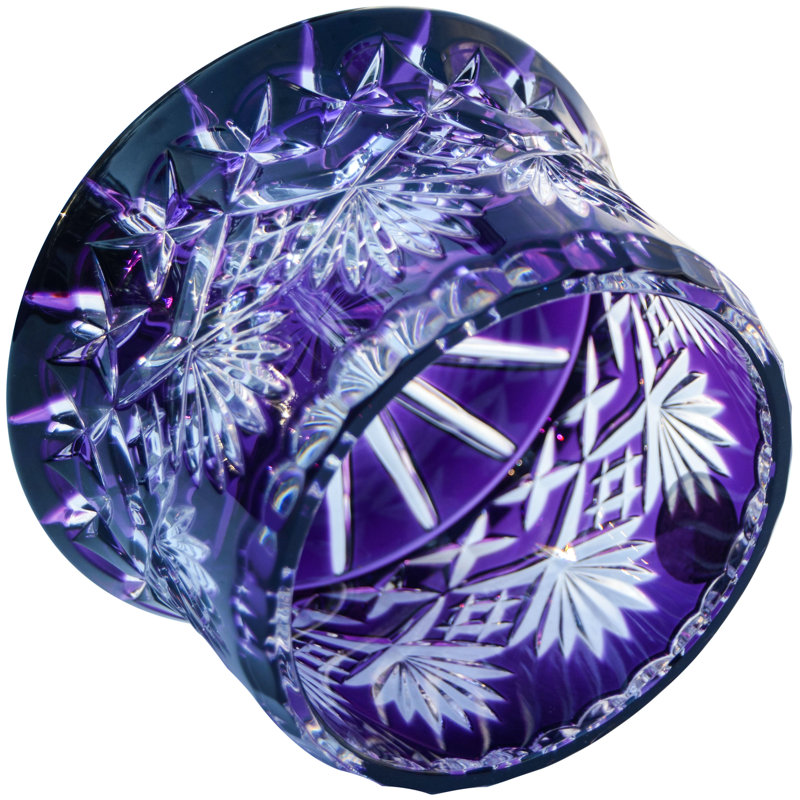 Améthyste mauve / vase en cristal transparent