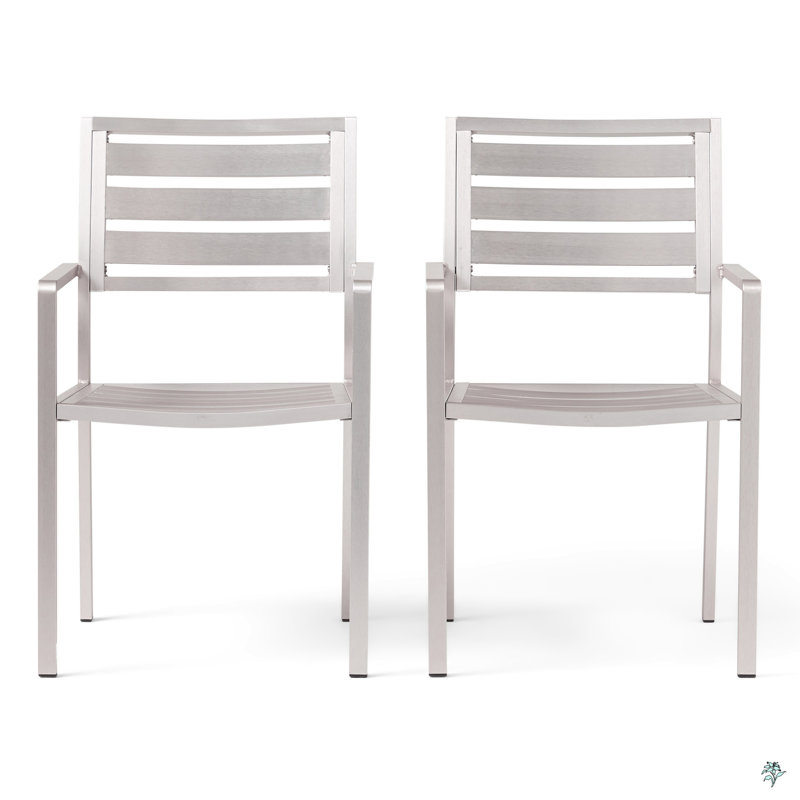 Chaise de salle à manger d'extérieur moderne en aluminium (ensemble de 2)