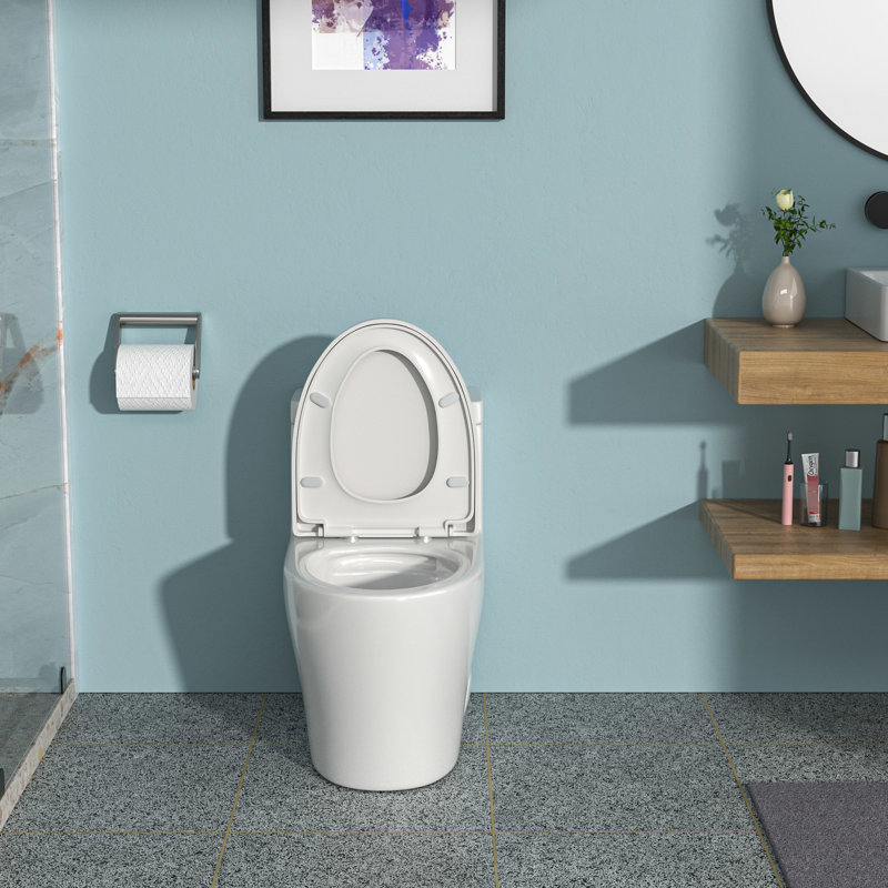 Une toilette en céramique avec siège puissant à double chasse et chasse silencieuse